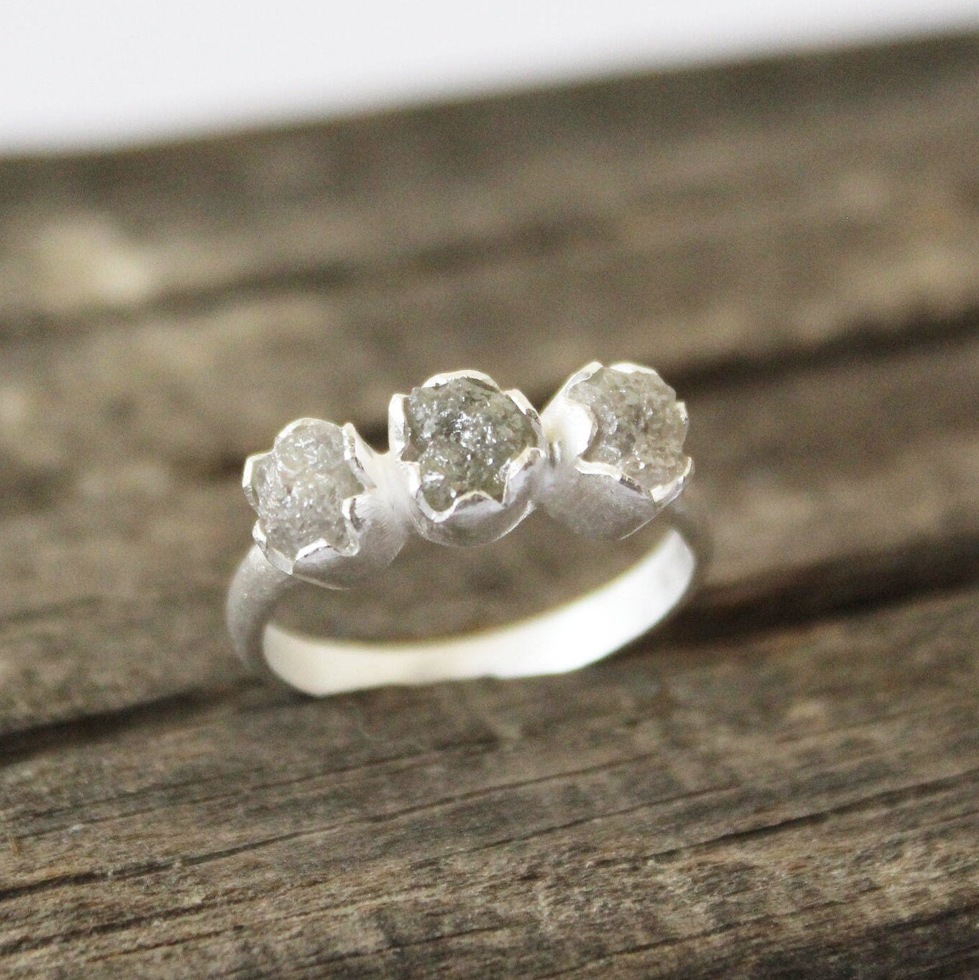Raw Diamond Ring, April Birthstone, 18K Gold Filled, diamond ring-raw diamond ring, gift for bride