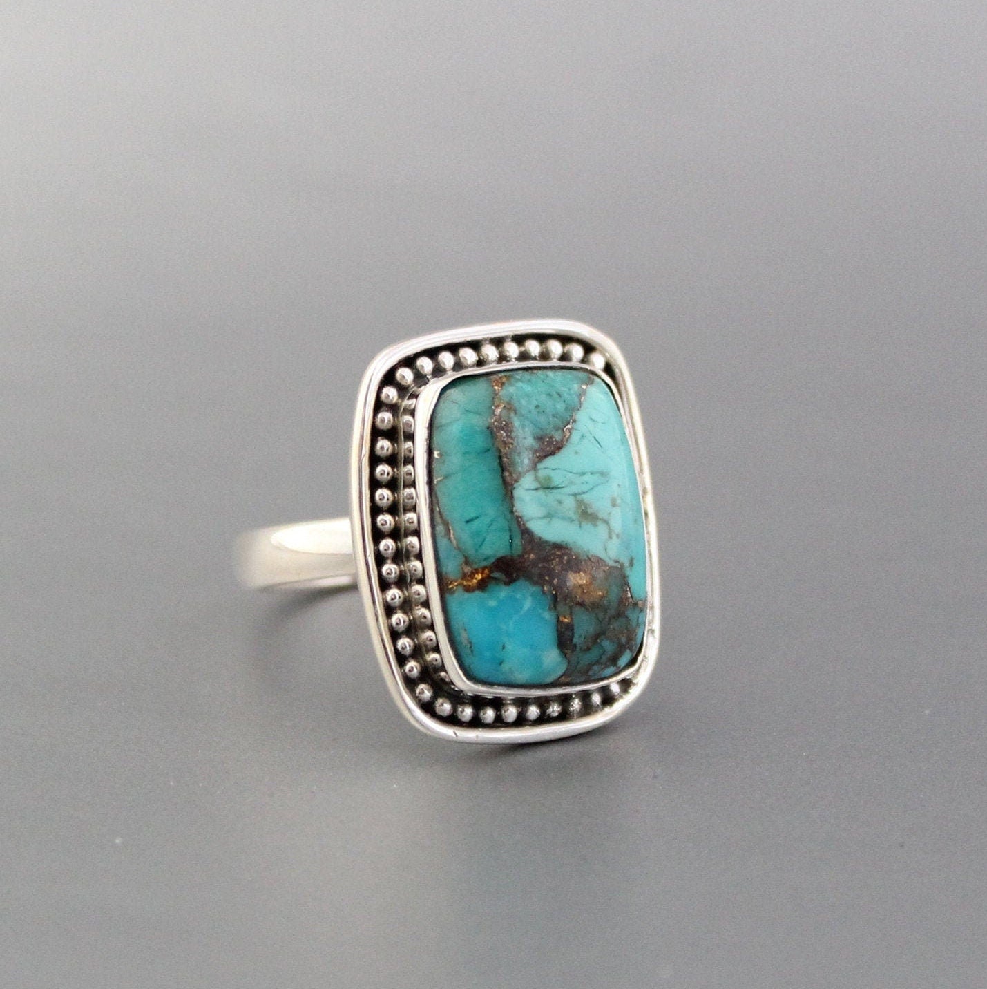 Copper Turquoise Ring, December Birthstone, turquoisering, turquoise gifts for her, turquoise 925 silver