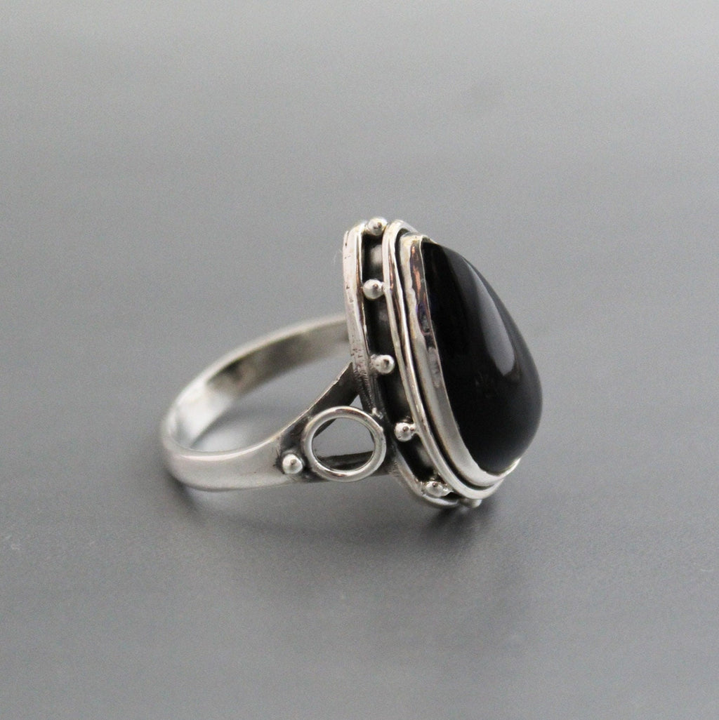 Black onyx ring, 925 Sterling Silver Ring, Antique Vintage Style Jewelry, Birthstone Jewelry, Boho Handmade Jewelry