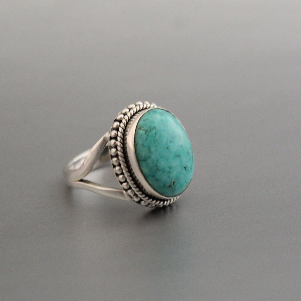 Sterling Silver Oval Turquoise Gemstone Ring, December Birthstone, Turquoise Statement Ring, gift for mom