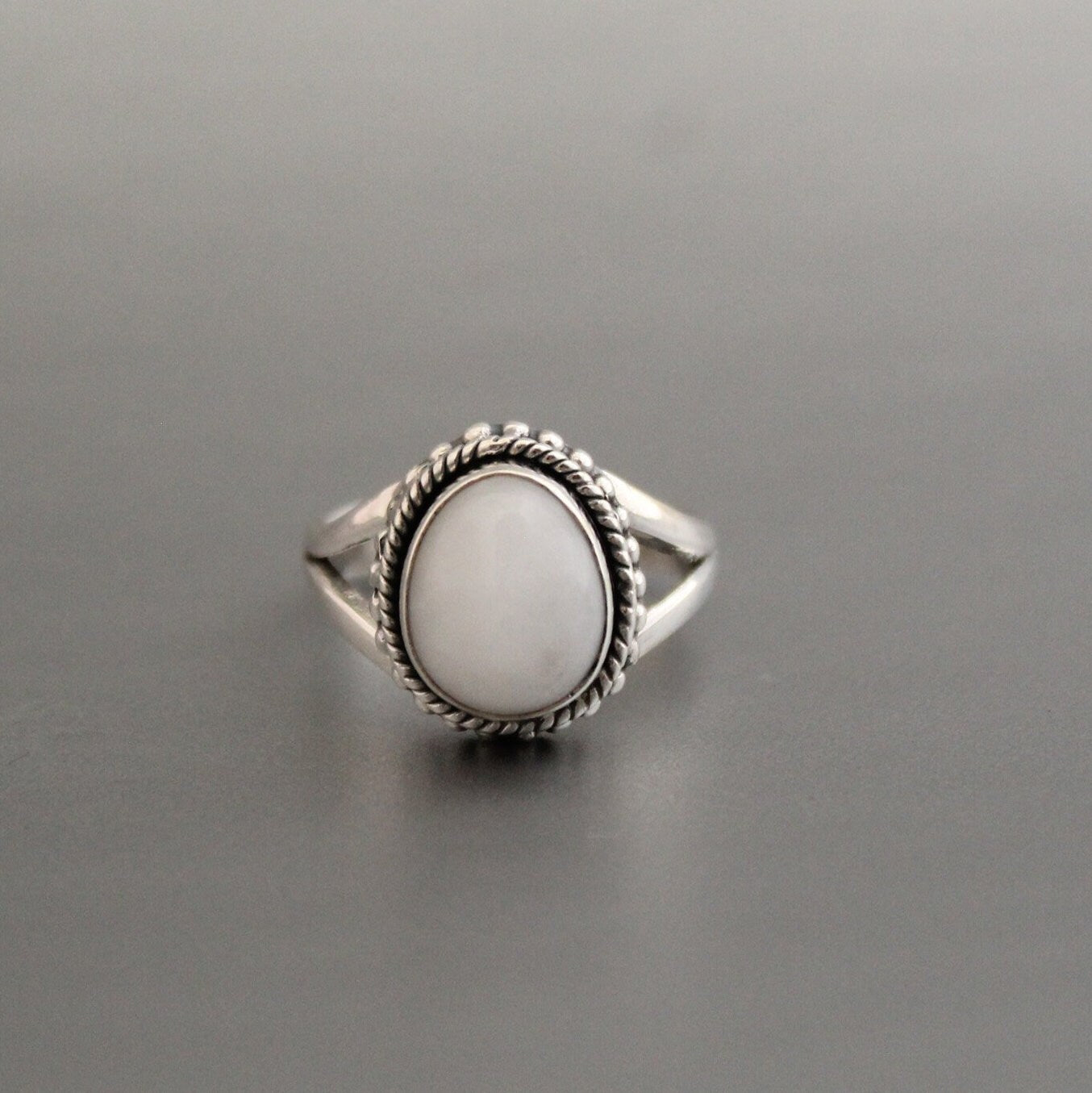 Handmade White Agate Ring, Sterling Silver Boho Statement Ring, gemstone ring, birthstone ring jewelry