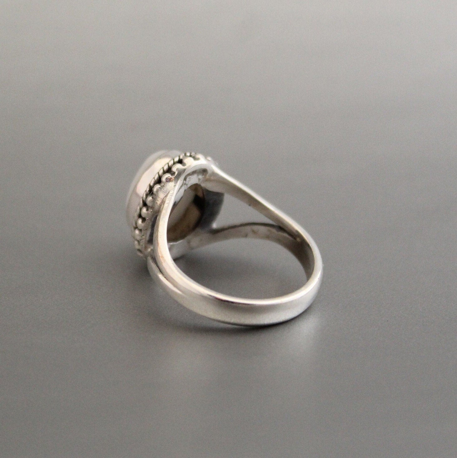 Handmade White Agate Ring, Sterling Silver Boho Statement Ring, gemstone ring, birthstone ring jewelry