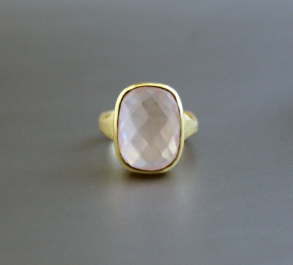 Rose Quartz Ring Gold, pink quartz ring, January Birthstone, unique ring Gift, Quartz Gemstone Ring