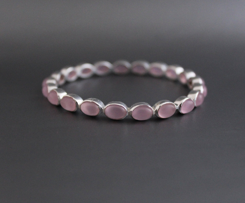 Pink Chalcedony Bracelet, Personalized Gifts for Mom, Healing Crystal Jewelry, Birthday Gift
