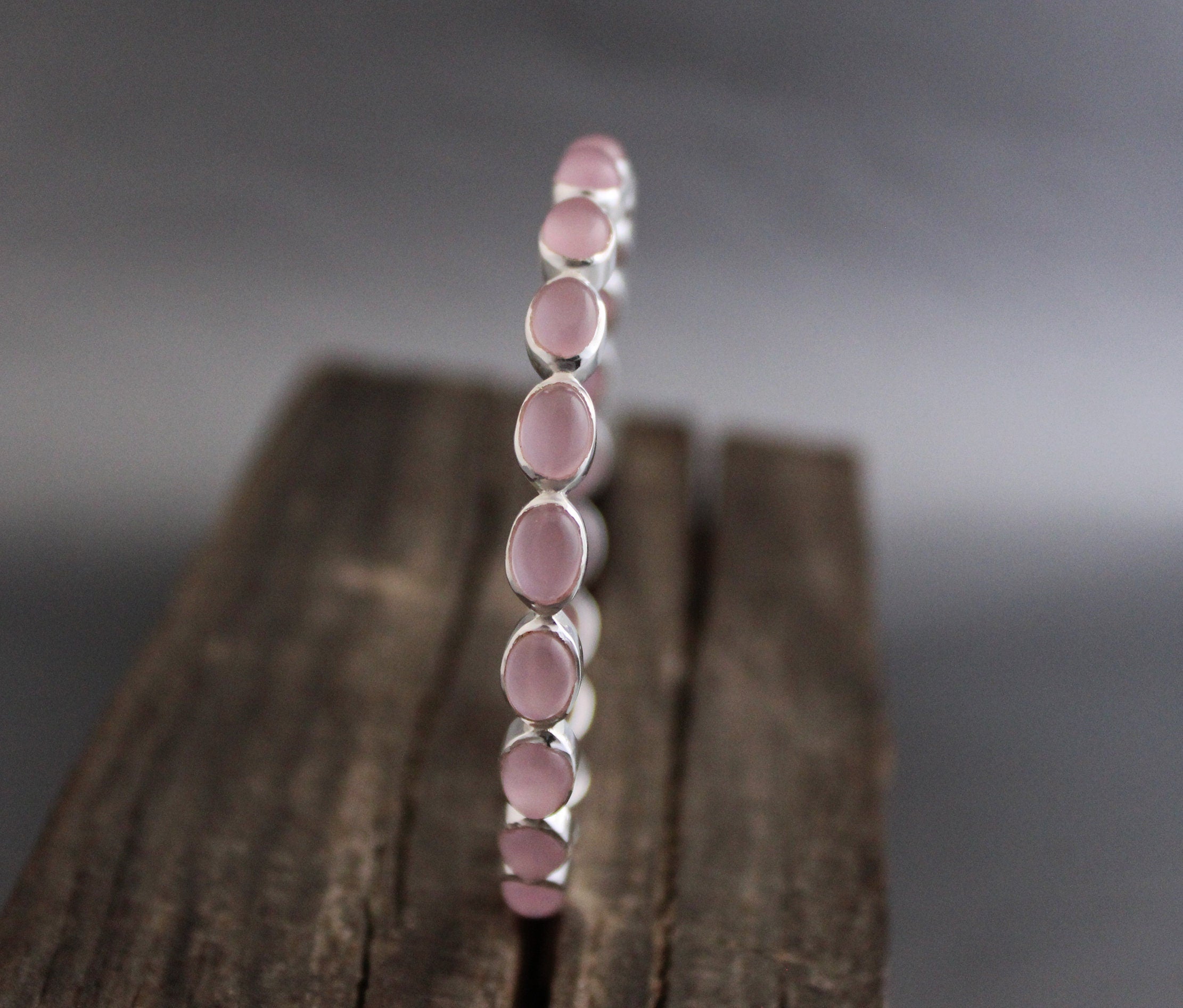 Pink Chalcedony Bracelet, Personalized Gifts for Mom, Healing Crystal Jewelry, Birthday Gift