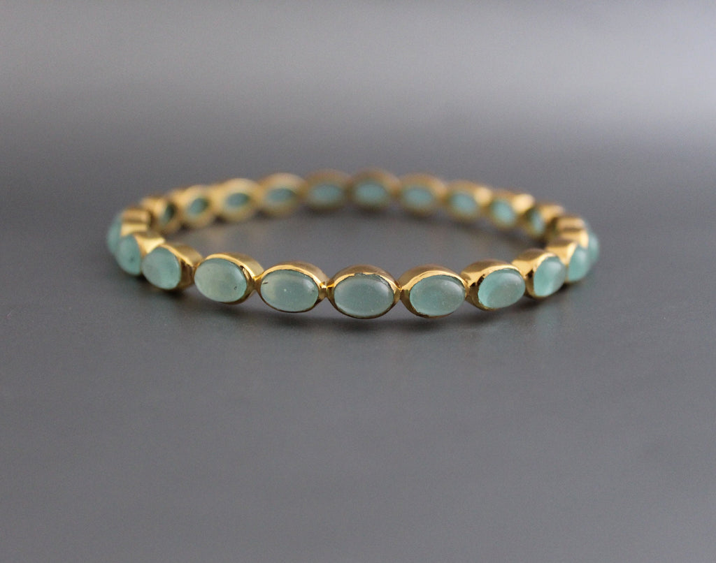 Chalcedony Bracelet, 14K Gold, Bridal Jewelry Gift, Gift For Her, Healing Crystal Jewelry, 14K Gold Vermiel Handmade Bracelet