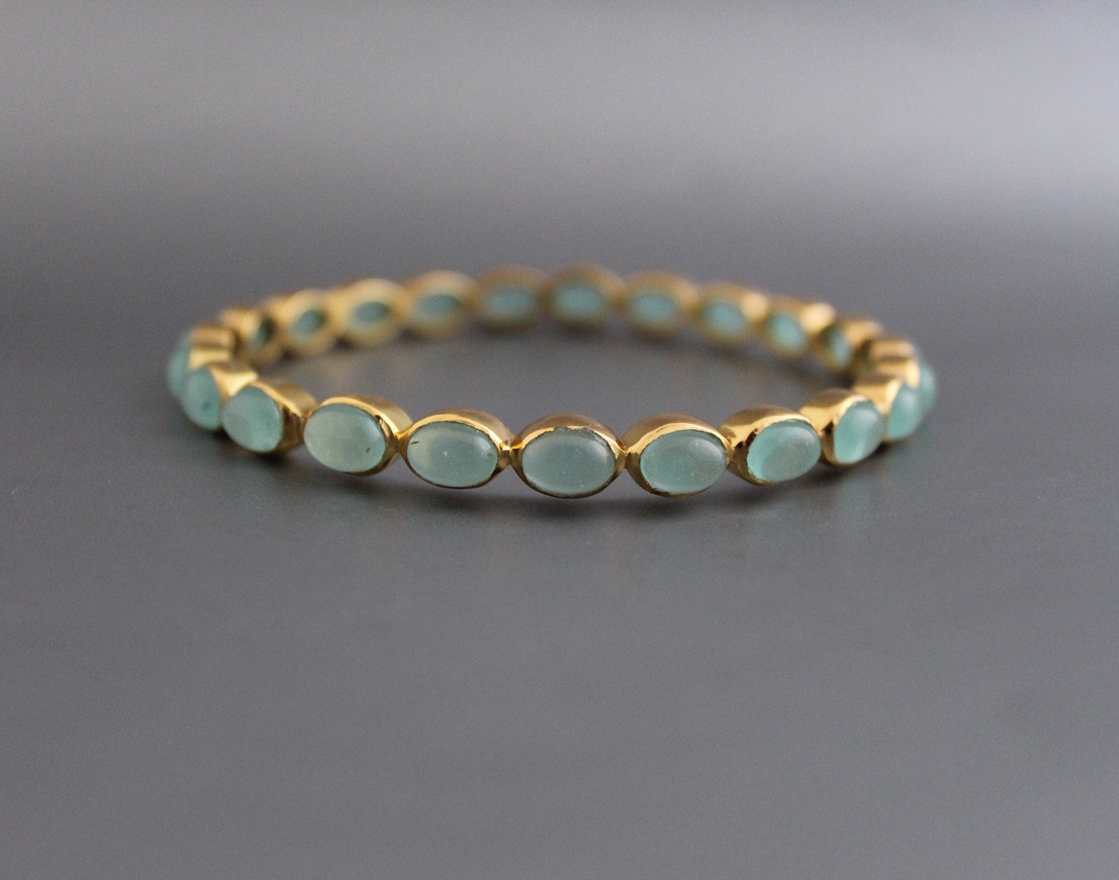 Chalcedony Bracelet, 14K Gold, Bridal Jewelry Gift, Gift For Her, Healing Crystal Jewelry, 14K Gold Vermiel Handmade Bracelet