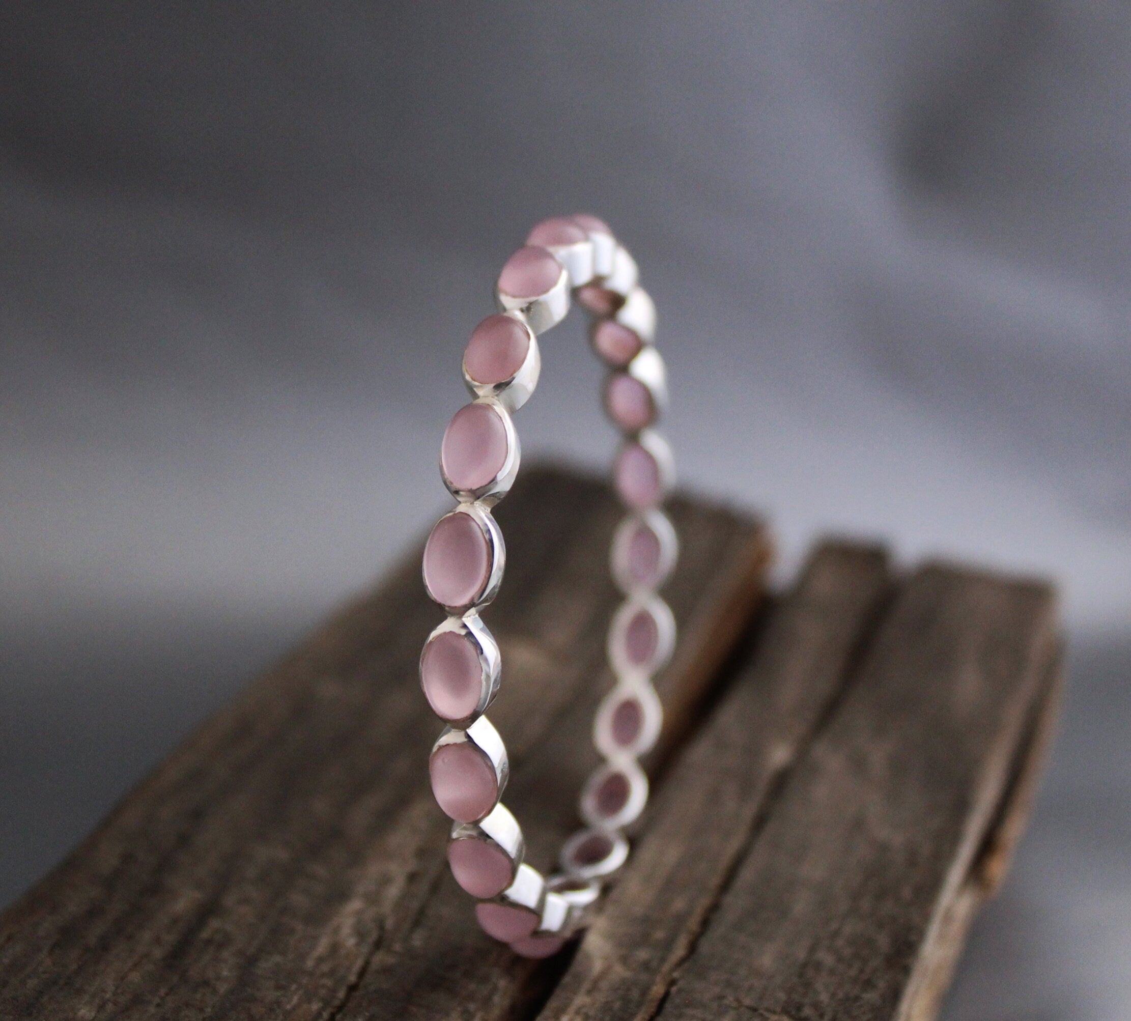 Pink Chalcedony Bracelet, Personalized Gifts for Mom, Healing Crystal Jewelry, Birthday Gift