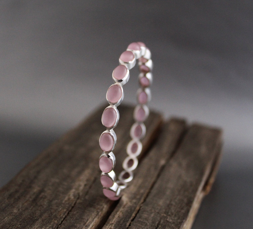 Pink Chalcedony Bracelet, Personalized Gifts for Mom, Healing Crystal Jewelry, Birthday Gift