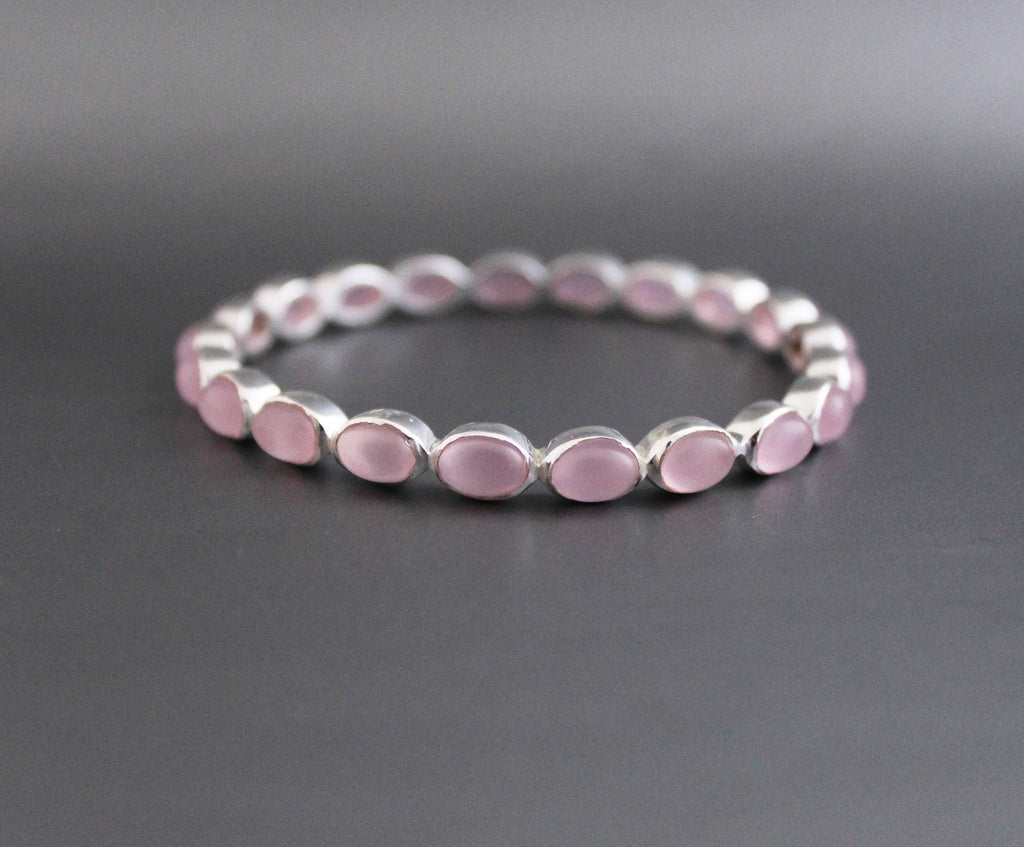 Pink Chalcedony Bracelet, Personalized Gifts for Mom, Healing Crystal Jewelry, Birthday Gift