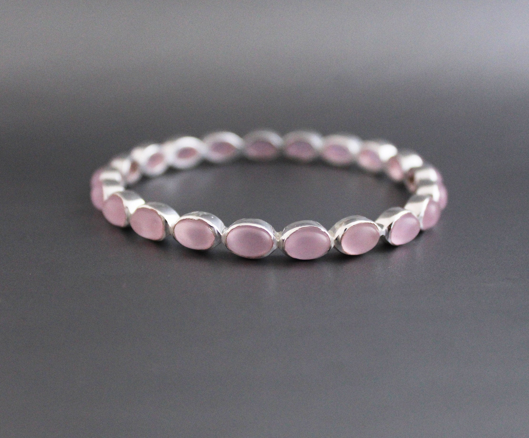 Pink Chalcedony Bracelet, Personalized Gifts for Mom, Healing Crystal Jewelry, Birthday Gift