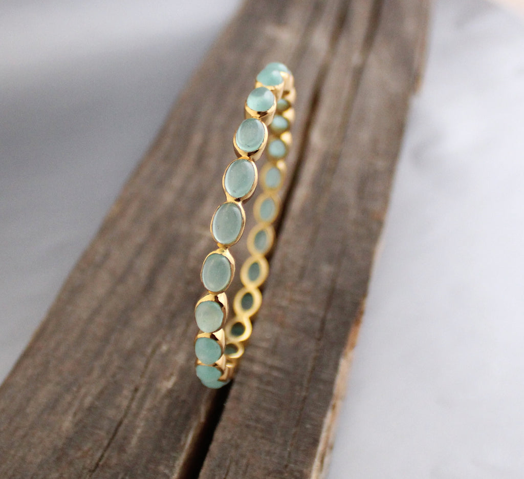 Chalcedony Bracelet, 14K Gold, Bridal Jewelry Gift, Gift For Her, Healing Crystal Jewelry, 14K Gold Vermiel Handmade Bracelet