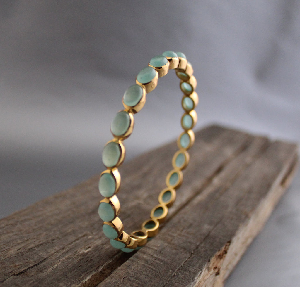 Chalcedony Bracelet, 14K Gold, Bridal Jewelry Gift, Gift For Her, Healing Crystal Jewelry, 14K Gold Vermiel Handmade Bracelet