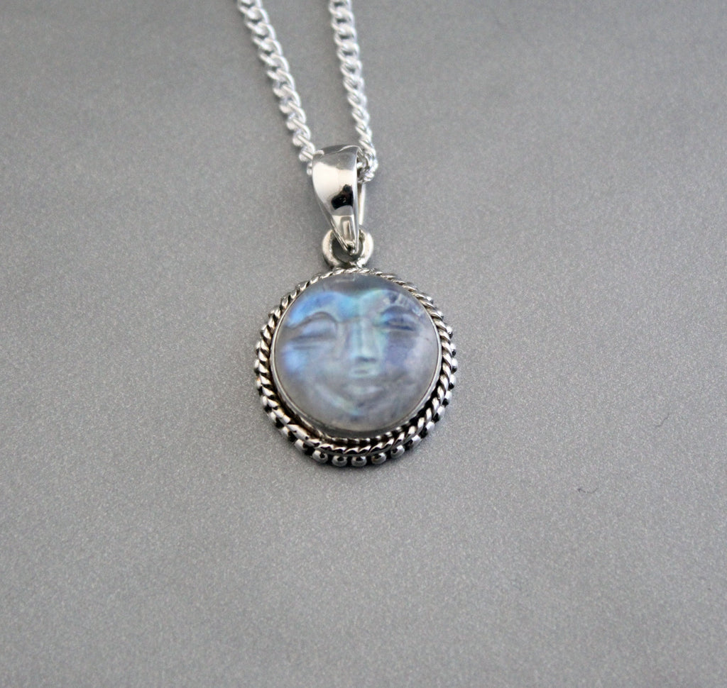 Rainbow Moonstone Necklace, Sterling Silver Pendant, Moon Necklace, Celestial Jewelry, June Birthday Gifts, Birthstone jewelry