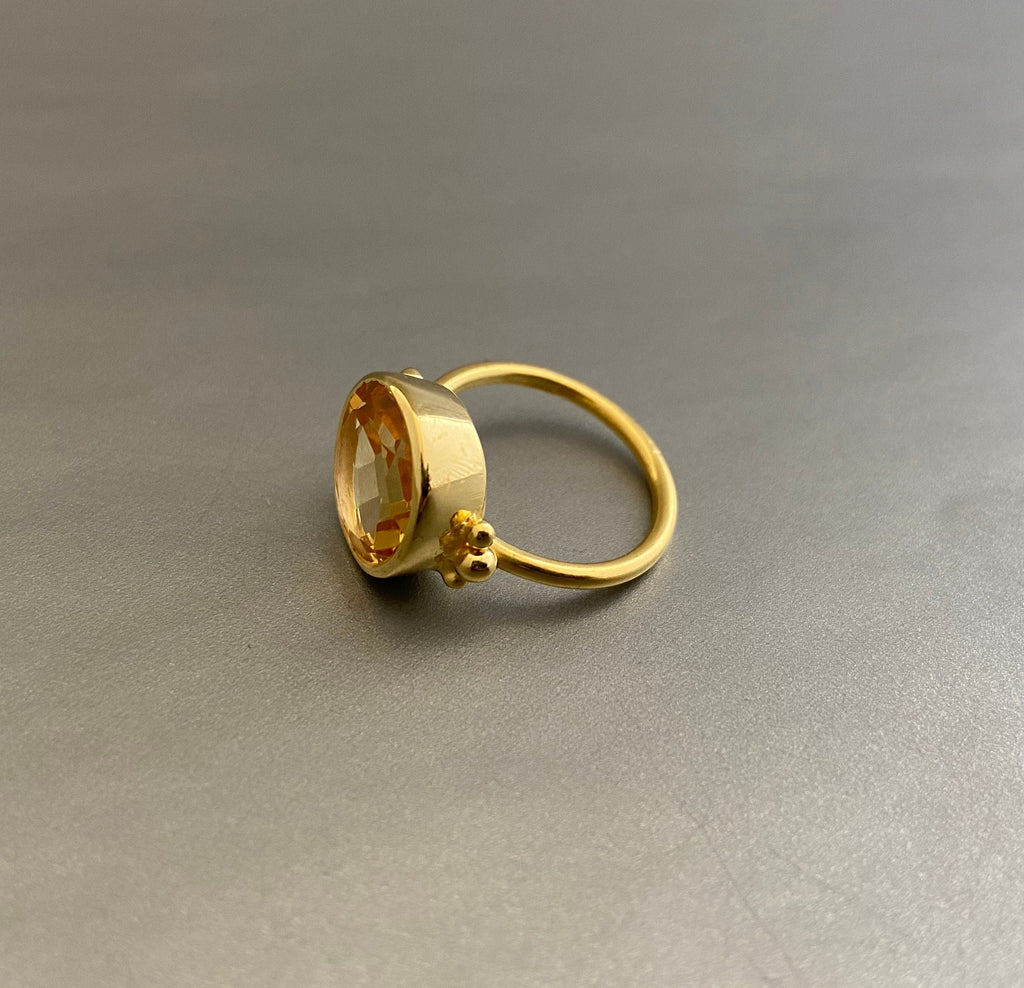 Citrine Gemstone Ring, Handmade Ring, Dainty Ring, Statement Rings, 18K Gold Plated Sterling Silver, November Birthstone