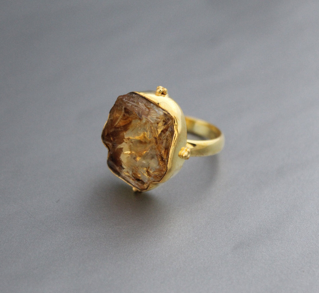 Raw Citrine Ring: Handmade Sterling Silver November Birthstone