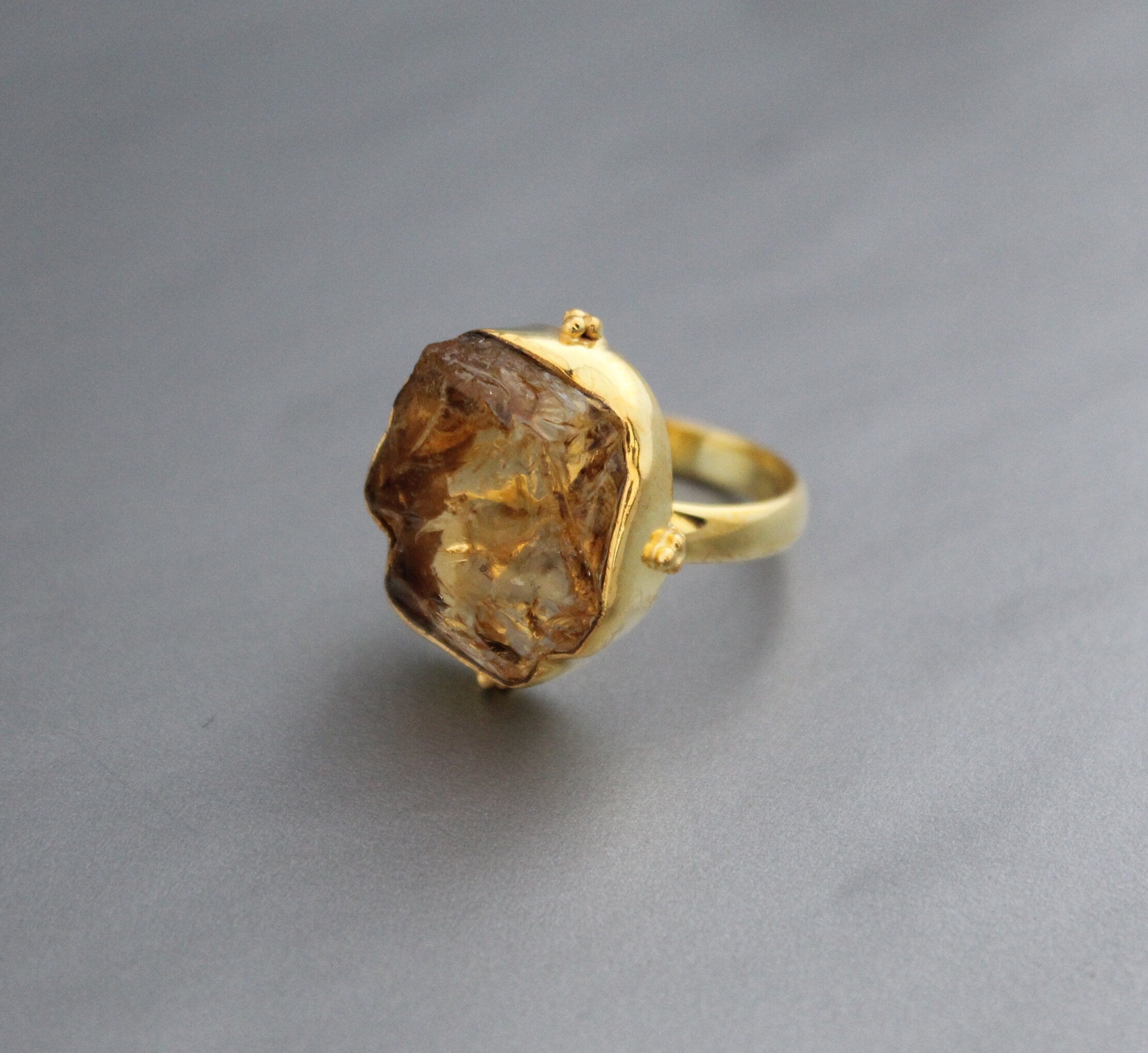 Raw Citrine Ring: Handmade Sterling Silver November Birthstone