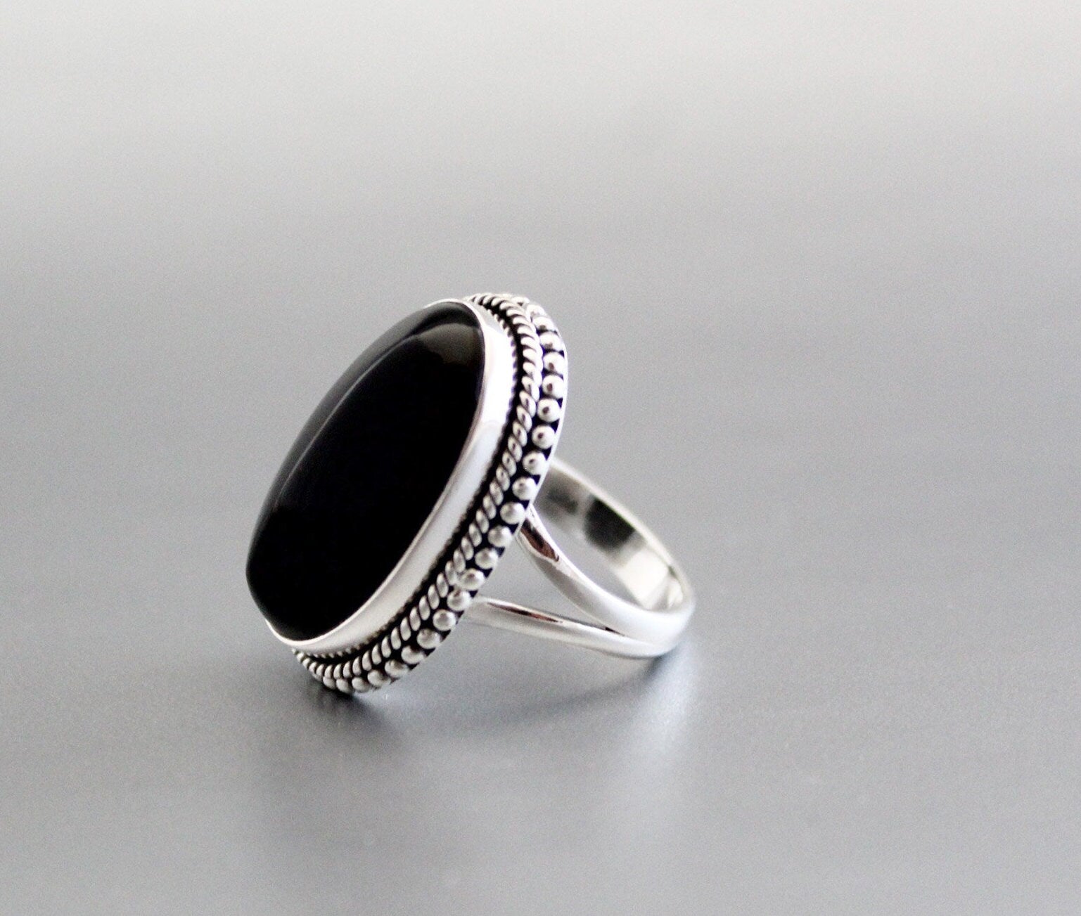 Black Onyx Ring, 925 Sterling Silver Statement Ring, handmade Bohemian Ring, Healing gemstone ring, Bridesmaid gift, Vintage Style