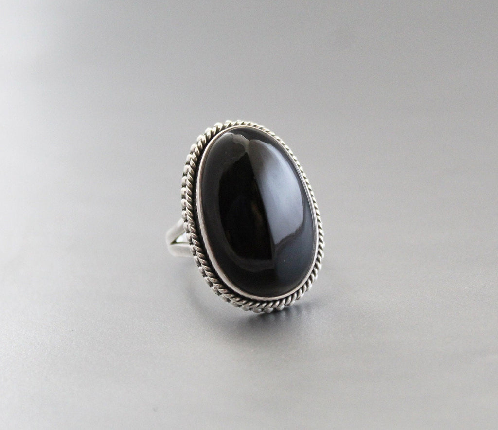 Black Onyx Ring, 925 Sterling Silver Statement Ring, handmade Bohemian Ring, Healing gemstone ring, Bridesmaid gift, Vintage Style