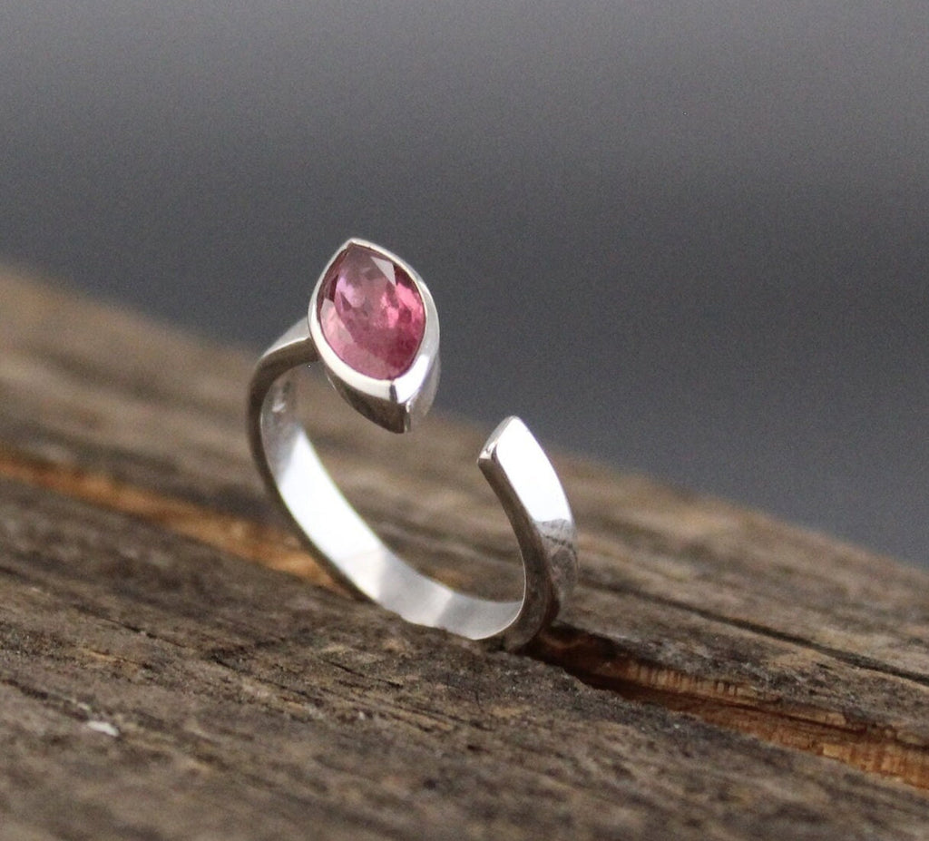Pink Tourmaline 925 Sterling Silver Ring, October Birthstone, Boho Handmade Ring, pink gemstone, wedding ring, Gift for Mom, Bridesmaid gift