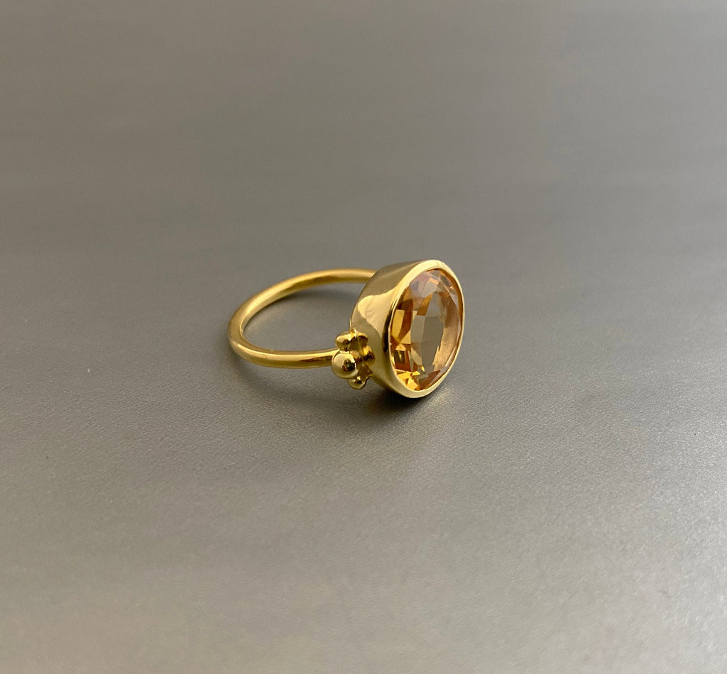 Citrine Gemstone Ring, Handmade Ring, Dainty Ring, Statement Rings, 18K Gold Plated Sterling Silver, November Birthstone