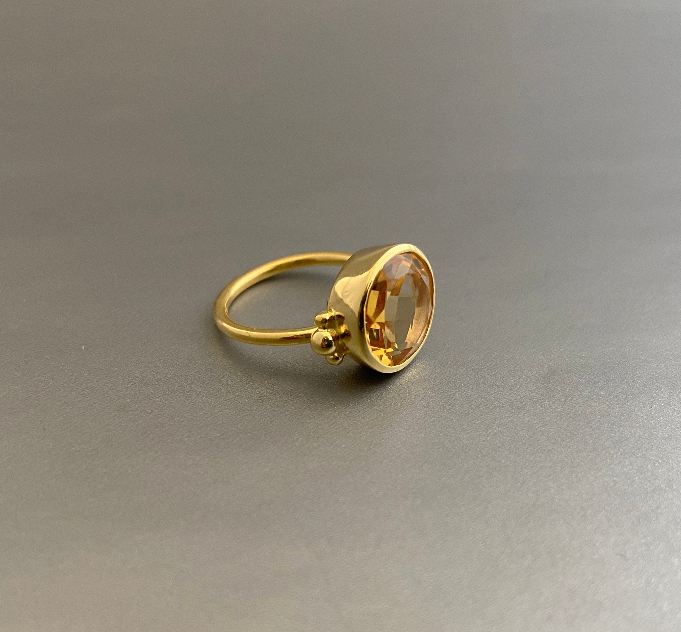 Citrine Gemstone Ring, Handmade Ring, Dainty Ring, Statement Rings, 18K Gold Plated Sterling Silver, November Birthstone