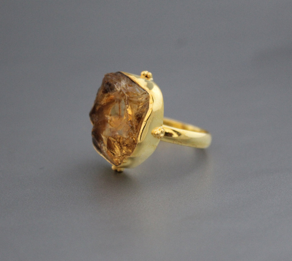 Raw Citrine Ring: Handmade Sterling Silver November Birthstone