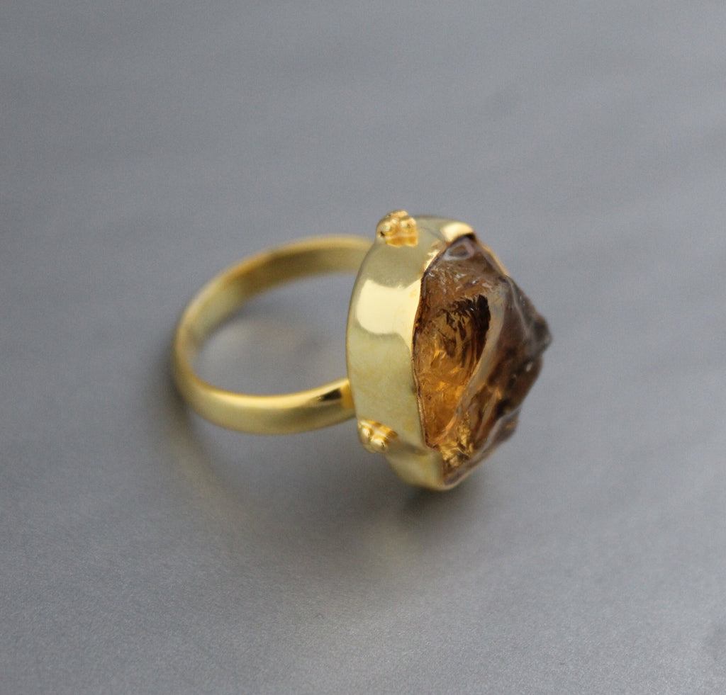 Raw Citrine Ring: Handmade Sterling Silver November Birthstone