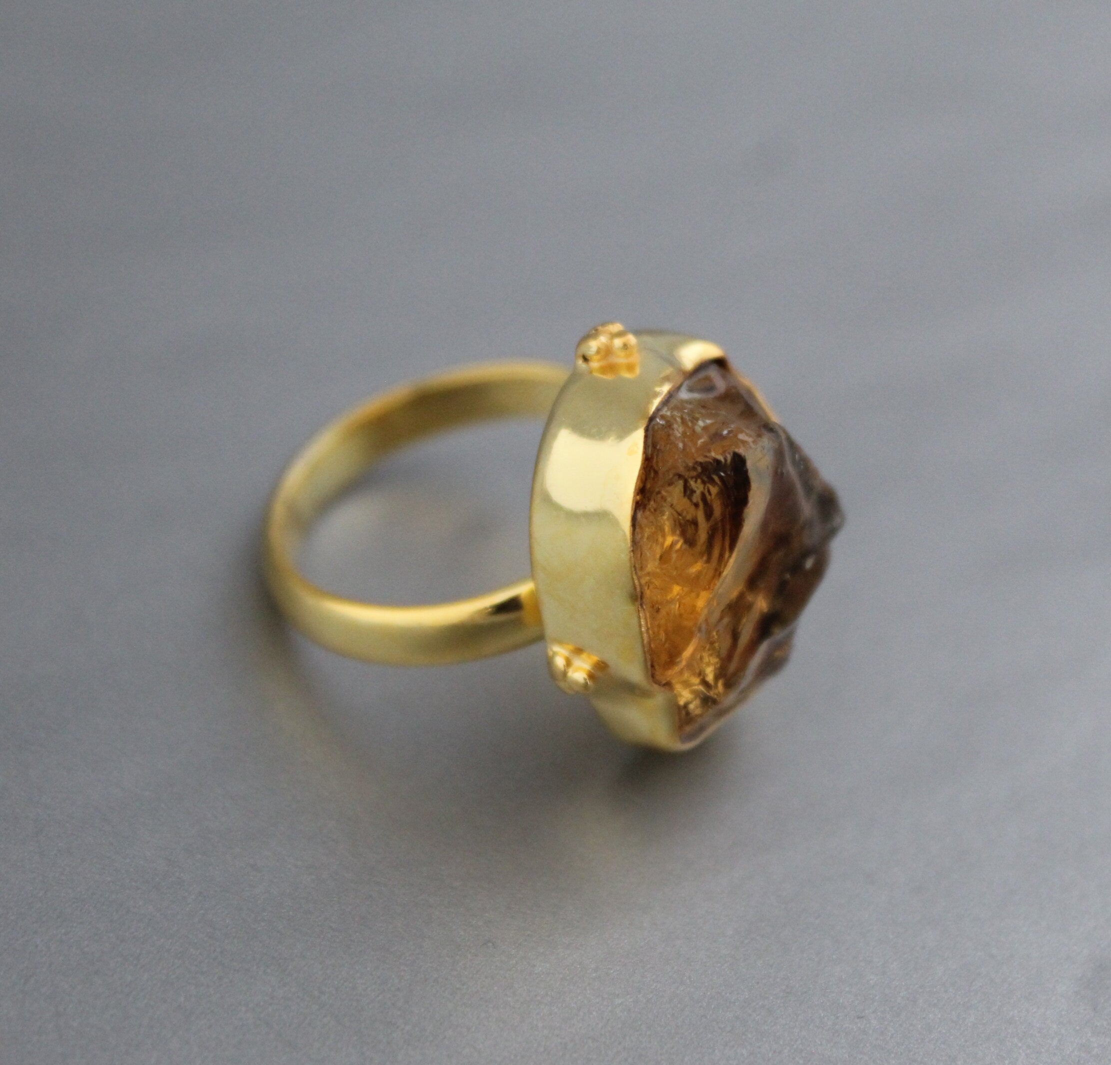 Raw Citrine Ring: Handmade Sterling Silver November Birthstone