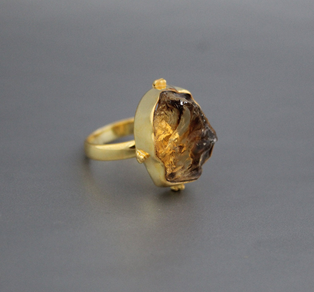 Raw Citrine Ring: Handmade Sterling Silver November Birthstone