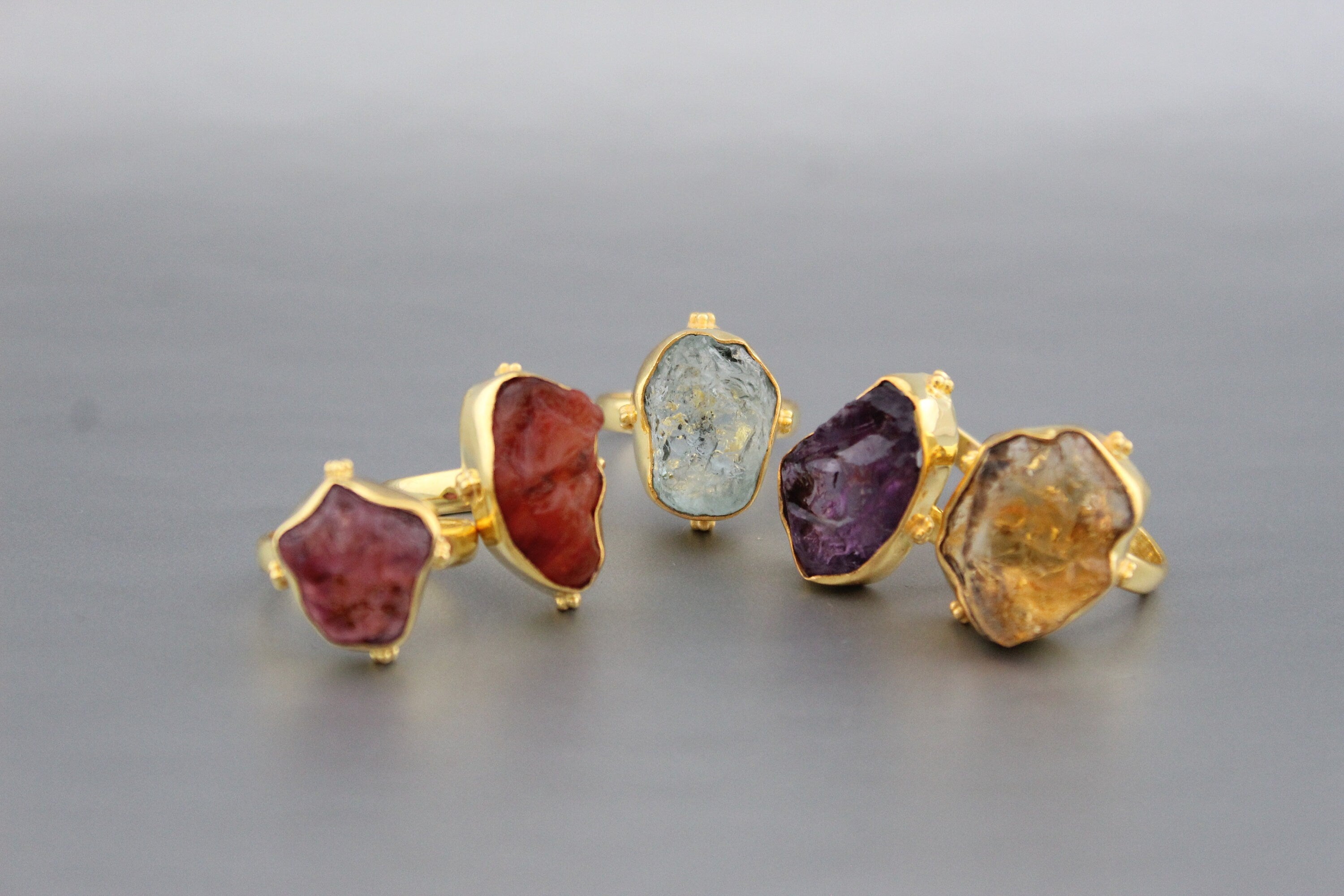 Raw Pink Tourmaline Ring: Sterling Silver Crystal Healing Stacking Ring