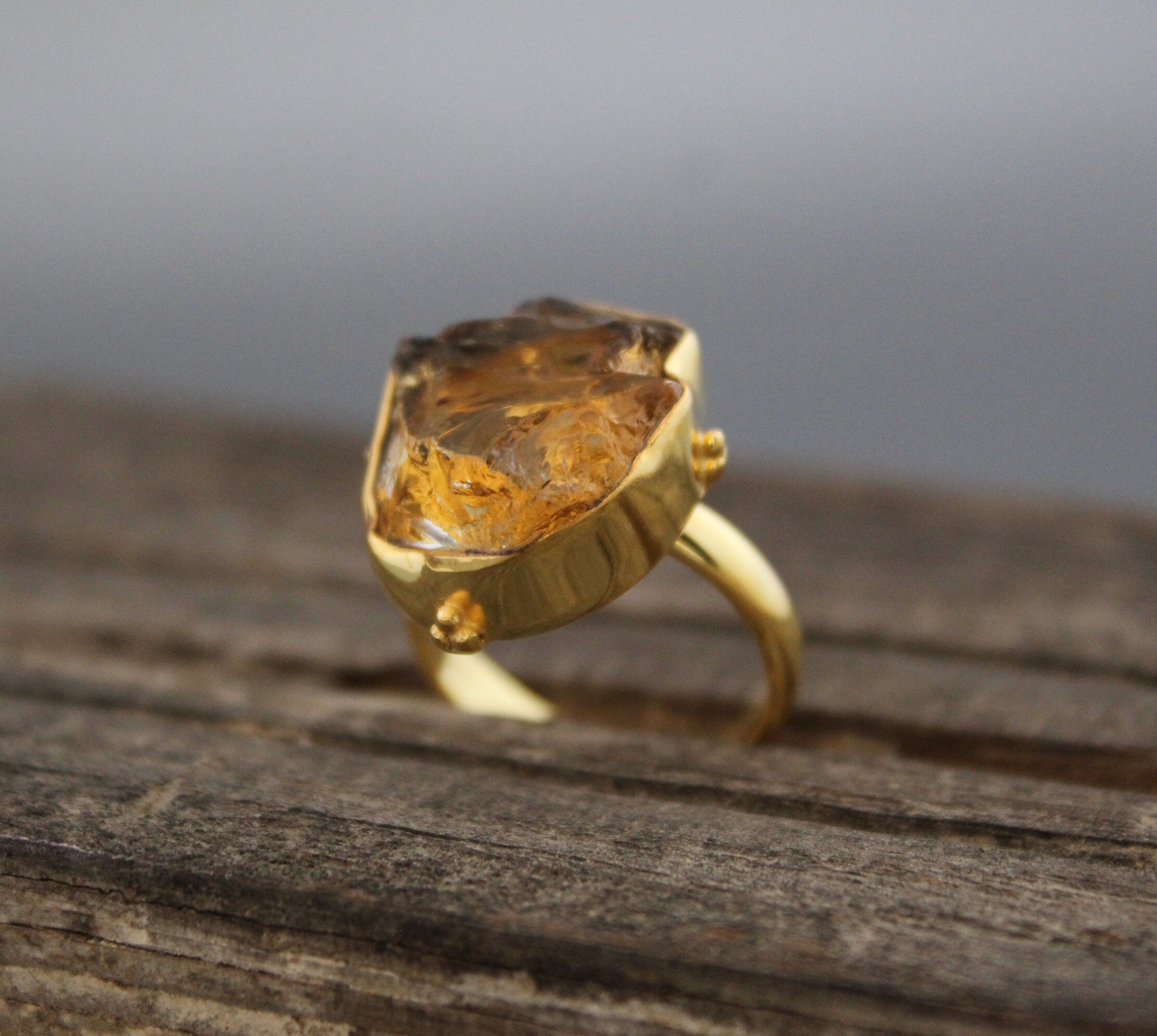 Raw Citrine Ring: Handmade Sterling Silver November Birthstone
