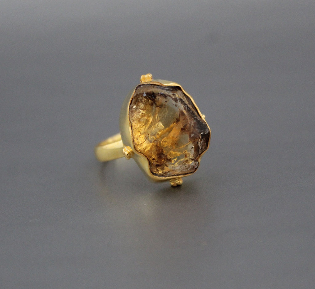 Raw Citrine Ring: Handmade Sterling Silver November Birthstone