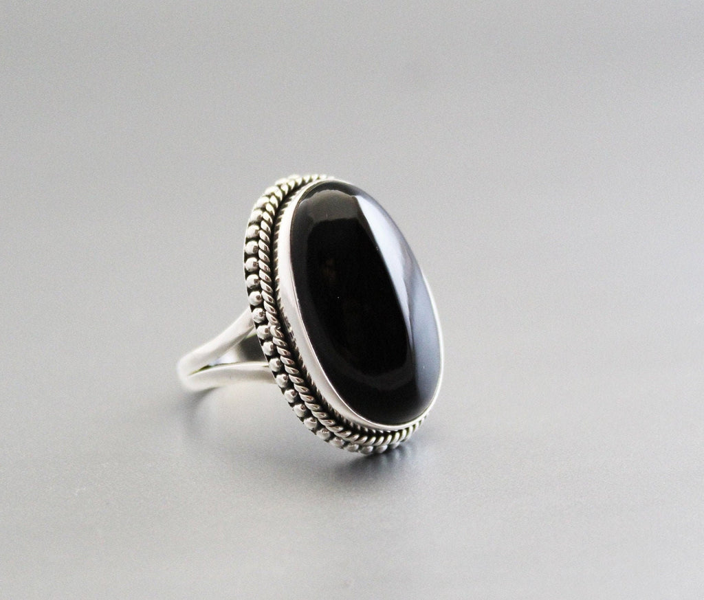 Black Onyx Ring, 925 Sterling Silver Statement Ring, handmade Bohemian Ring, Healing gemstone ring, Bridesmaid gift, Vintage Style