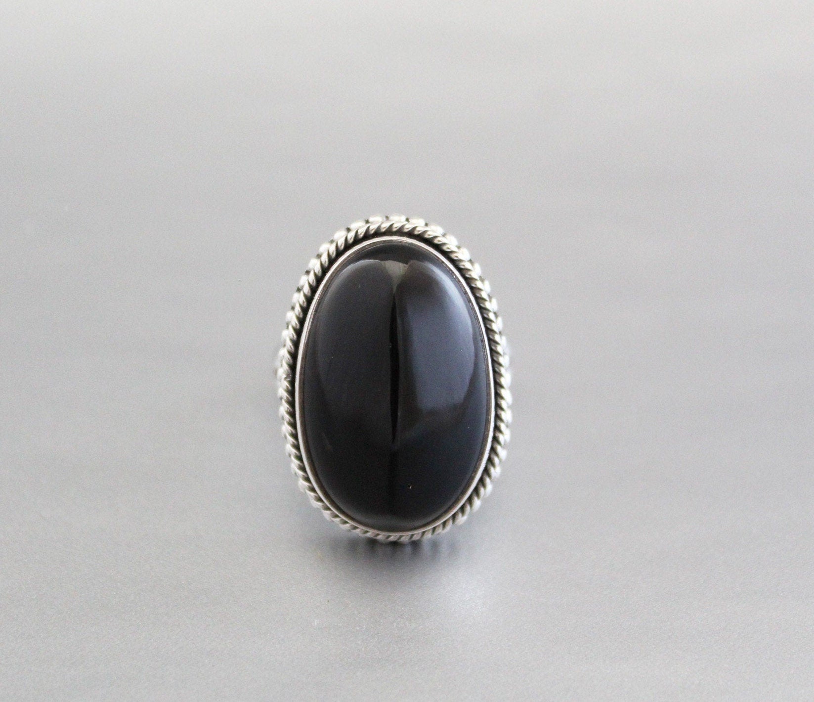 Black Onyx Ring, 925 Sterling Silver Statement Ring, handmade Bohemian Ring, Healing gemstone ring, Bridesmaid gift, Vintage Style