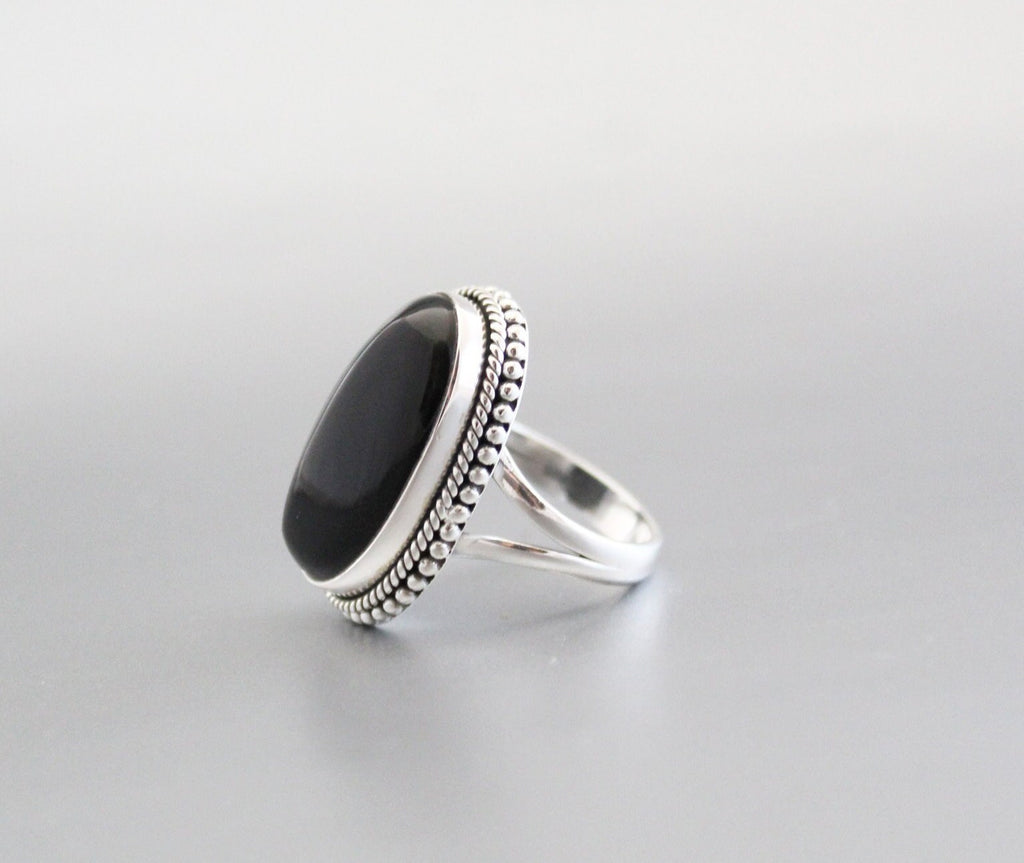 Black Onyx Ring, 925 Sterling Silver Statement Ring, handmade Bohemian Ring, Healing gemstone ring, Bridesmaid gift, Vintage Style