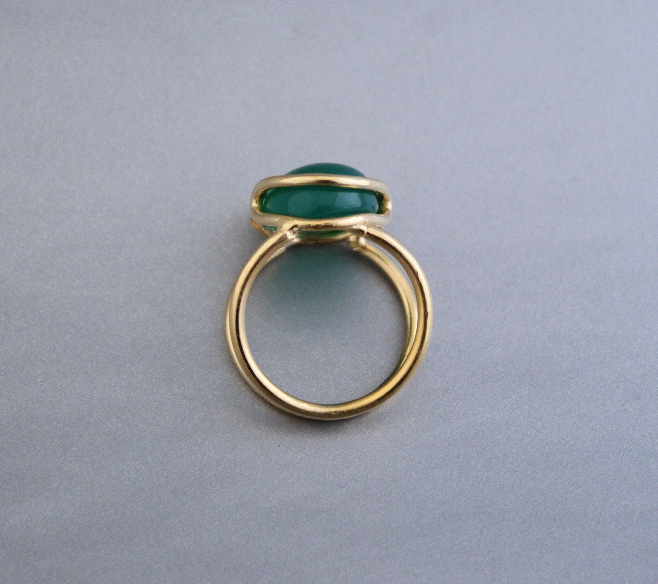 Green Onyx 18K Gold Ring, Vintage Onyx Stone Ring, Handmade Silver Onyx Ring, Retro Boho Jewelry Gift for Her, Gemstone Ring