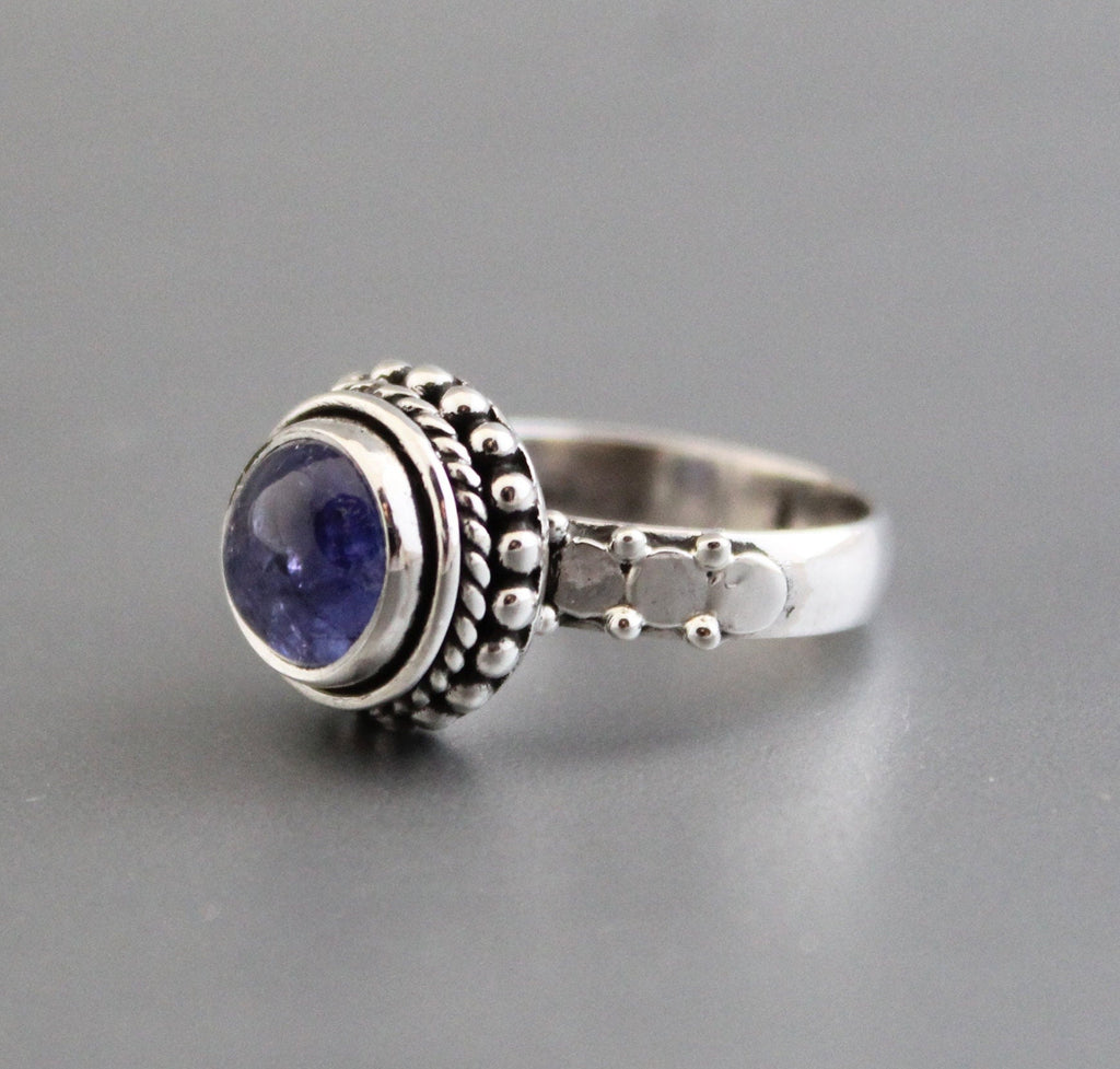 Natural Tanzanite Ring, Handmade Vintage Style, December Birthstone, Solid 925 Sterling Silver Ring, Dainty Wedding Ring, Blue stone Ring