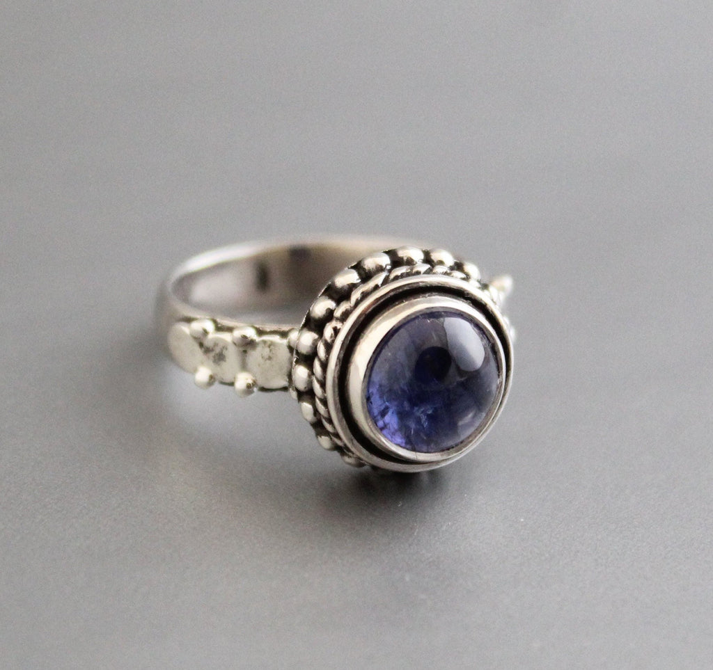 Natural Tanzanite Ring, Handmade Vintage Style, December Birthstone, Solid 925 Sterling Silver Ring, Dainty Wedding Ring, Blue stone Ring