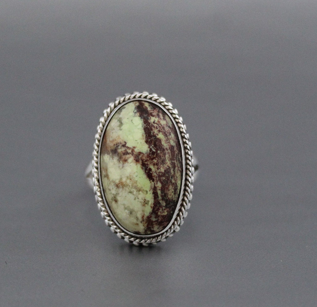 Handmade Lemon Chrysoprase Ring, Oval Sterling Silver Agate Jewelry, Birthday gifts, crystal ring, personalized Gift for friend