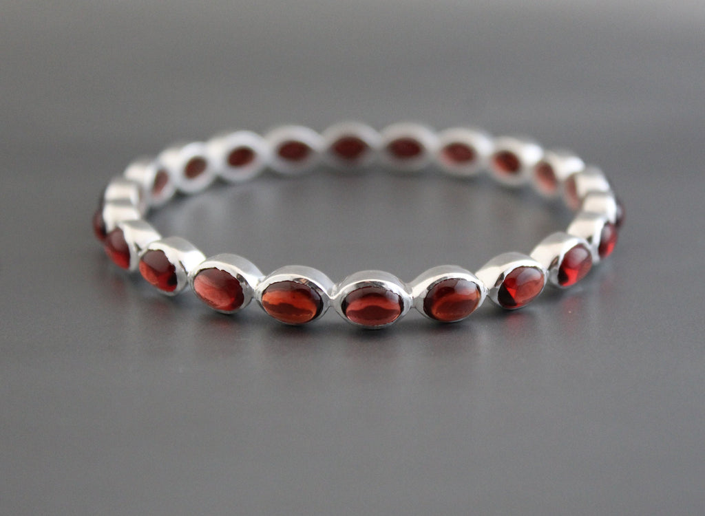 Garnet Bracelet, Sterling Silver, January Birthstone, Gift For Her, Healing Crystal Jewelry, Birthday Gift