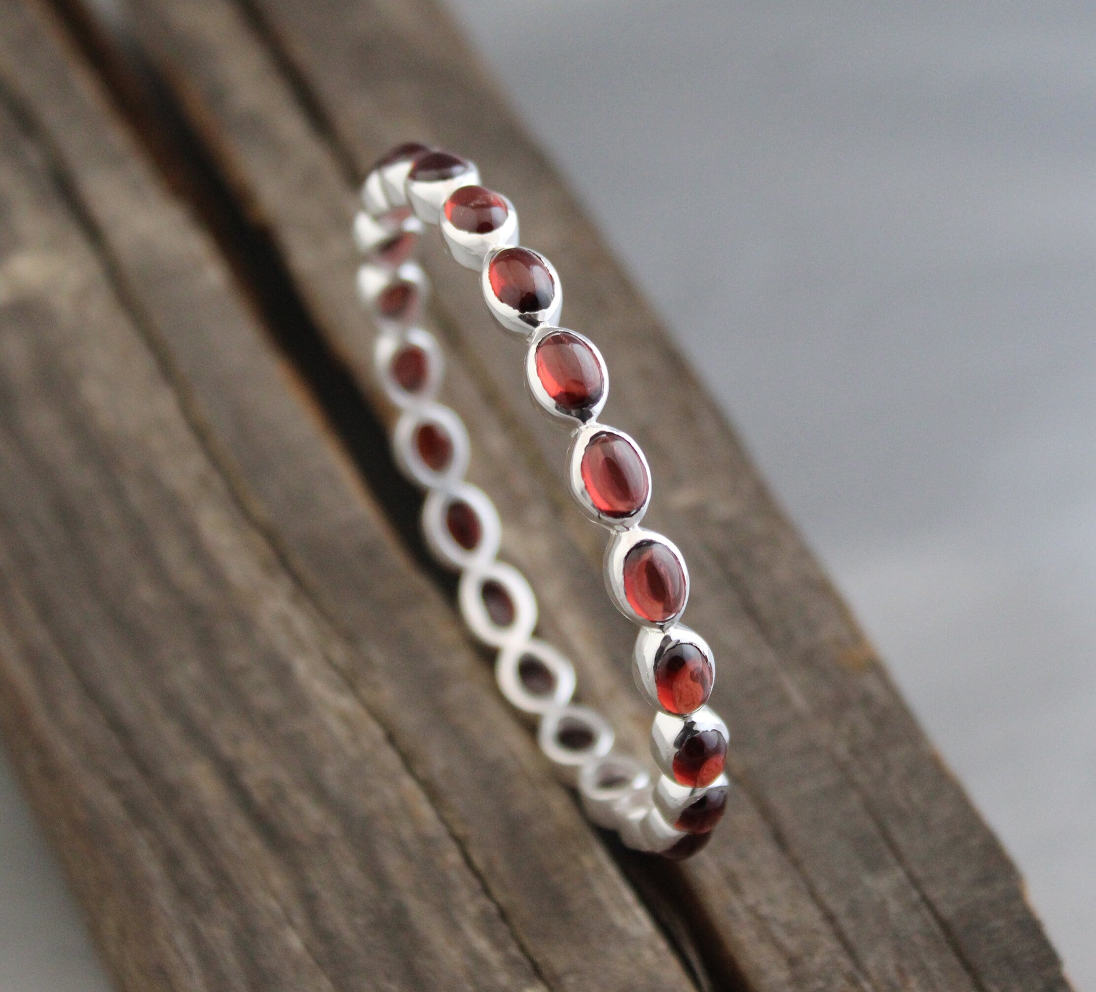 Garnet Bracelet, Sterling Silver, January Birthstone, Gift For Her, Healing Crystal Jewelry, Birthday Gift