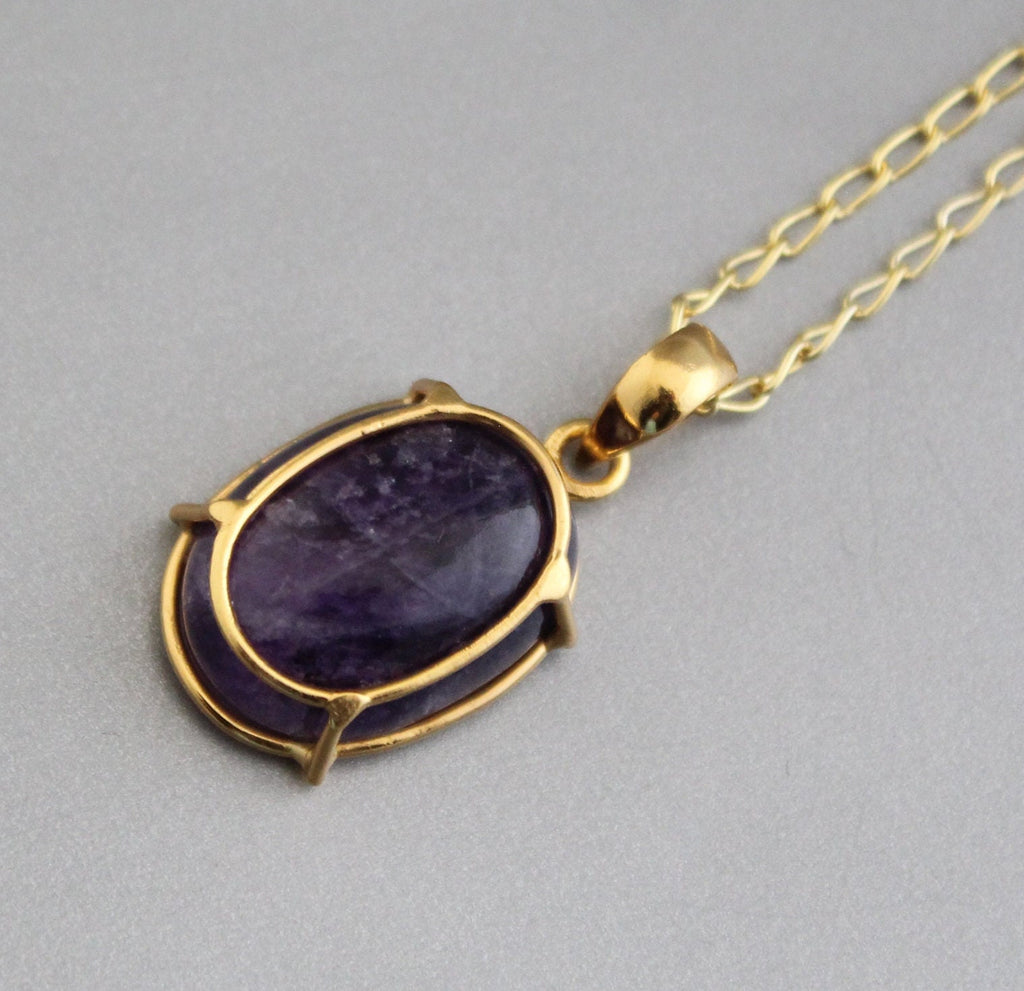 Natural Amethyst necklace, 18K Gold Necklace, Birthstone Jewelry, Layering Necklace, Statement necklaces, Mothers day Gift