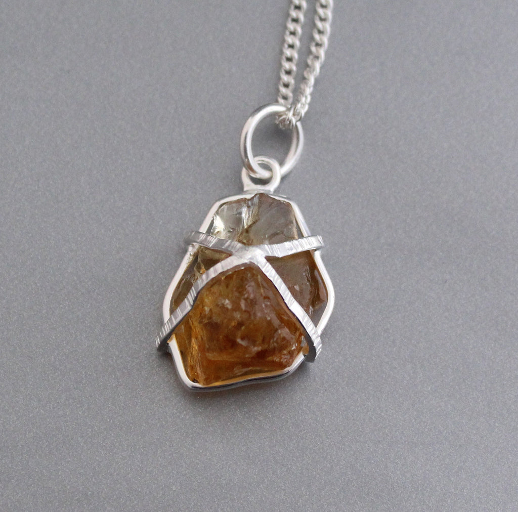 Raw citrine necklace, Chakra healing necklace, November birthstone necklace, Healing crystal necklace, Gift for wife