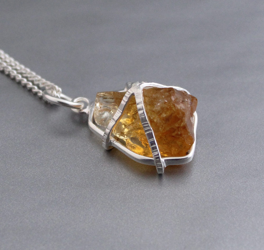 Raw citrine necklace, Chakra healing necklace, November birthstone necklace, Healing crystal necklace, Gift for wife