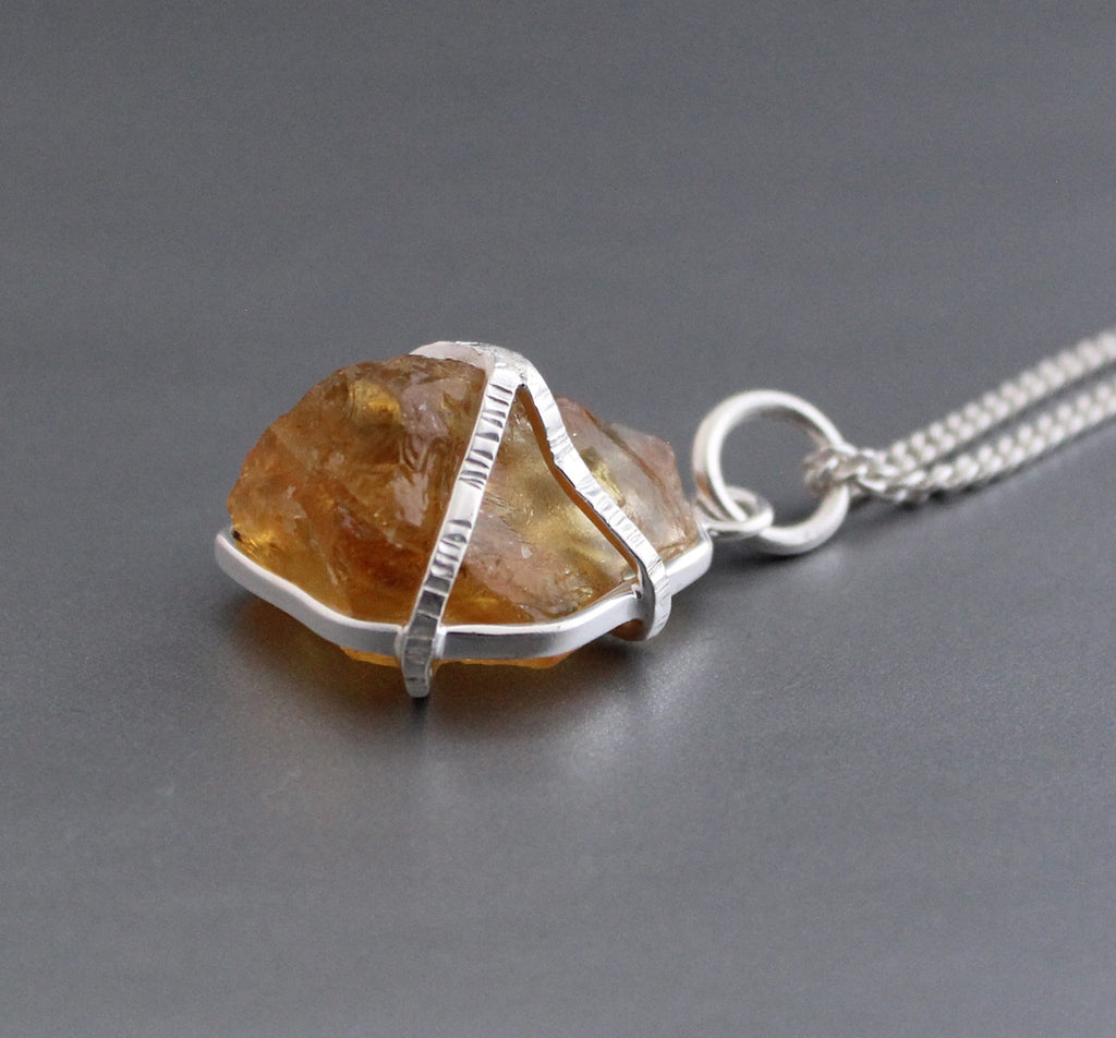Raw citrine necklace, Chakra healing necklace, November birthstone necklace, Healing crystal necklace, Gift for wife