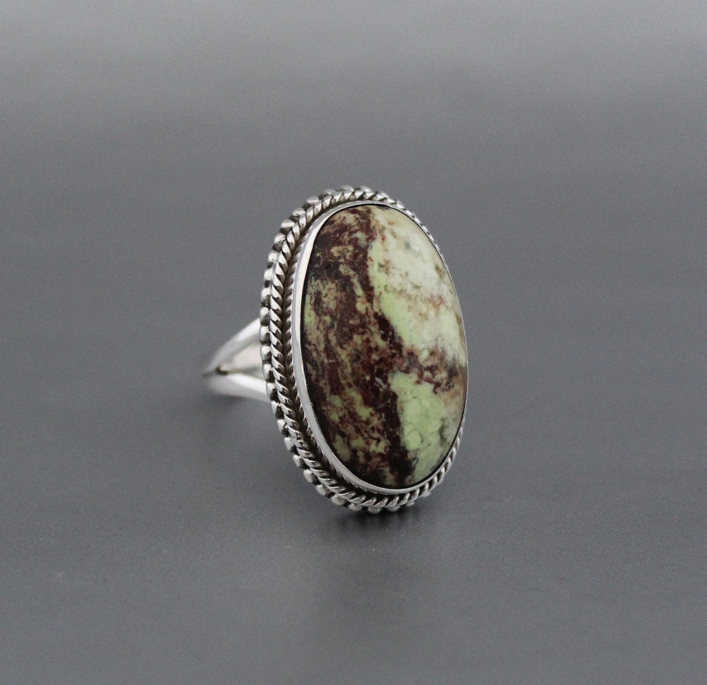 Handmade Lemon Chrysoprase Ring, Oval Sterling Silver Agate Jewelry, Birthday gifts, crystal ring, personalized Gift for friend