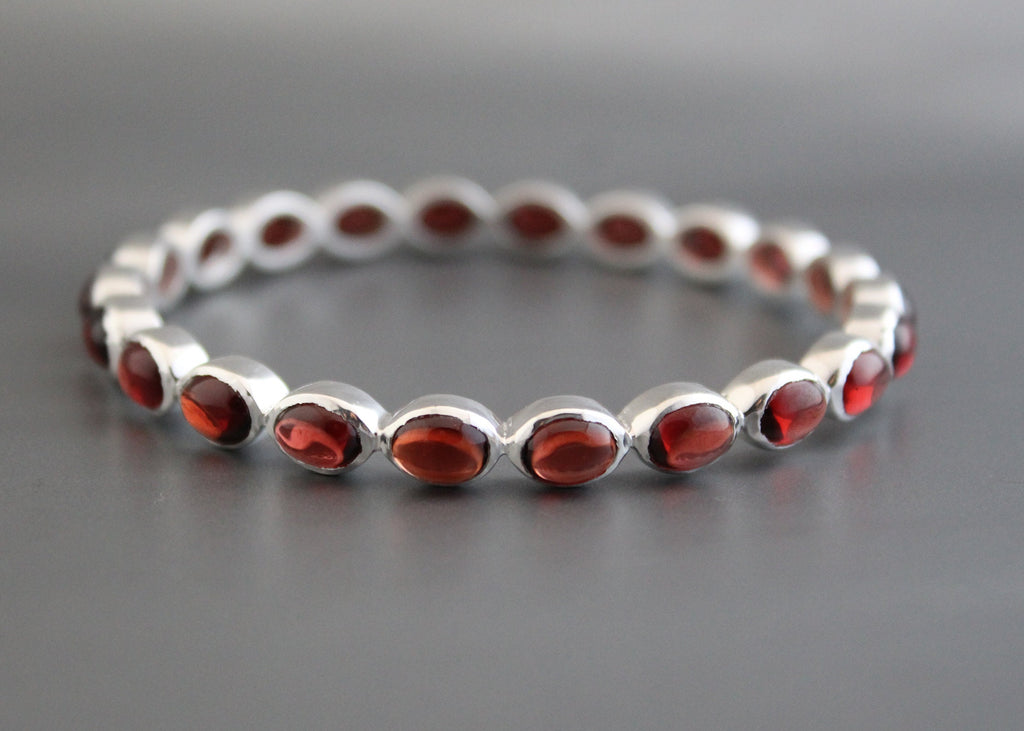Garnet Bracelet, Sterling Silver, January Birthstone, Gift For Her, Healing Crystal Jewelry, Birthday Gift