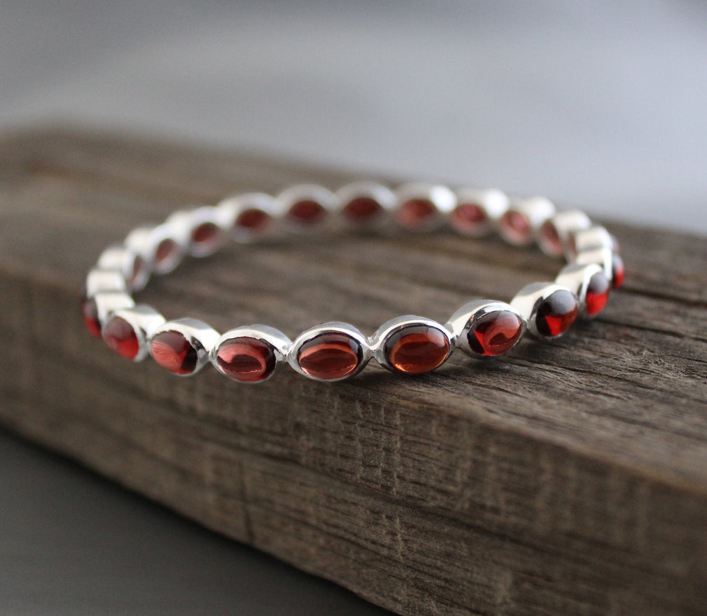 Garnet Bracelet, Sterling Silver, January Birthstone, Gift For Her, Healing Crystal Jewelry, Birthday Gift