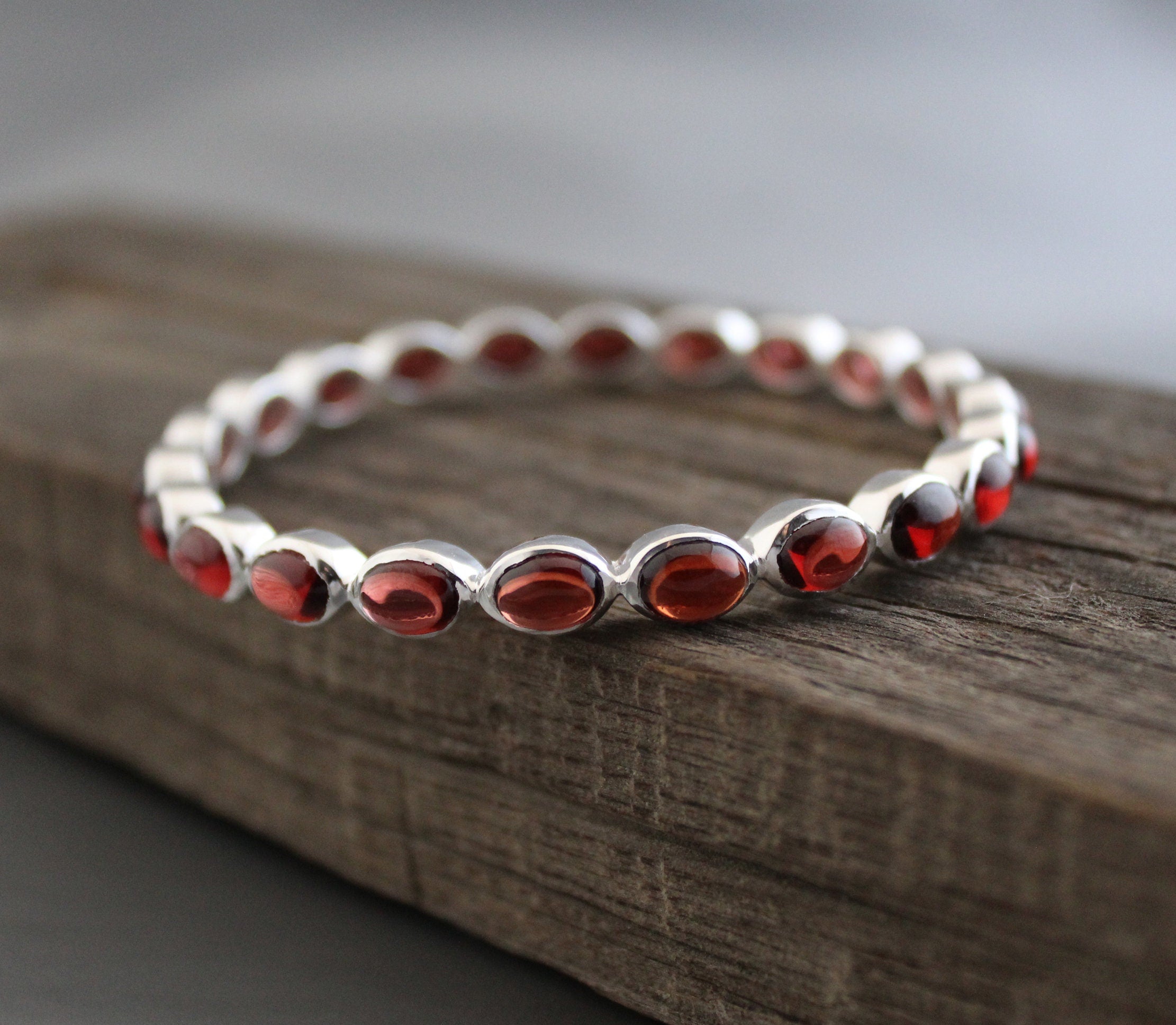 Garnet Bracelet, Sterling Silver, January Birthstone, Gift For Her, Healing Crystal Jewelry, Birthday Gift